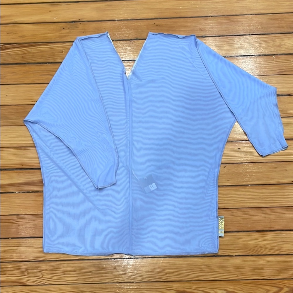 Light Blue V-Neck Long Sleeve Coverup